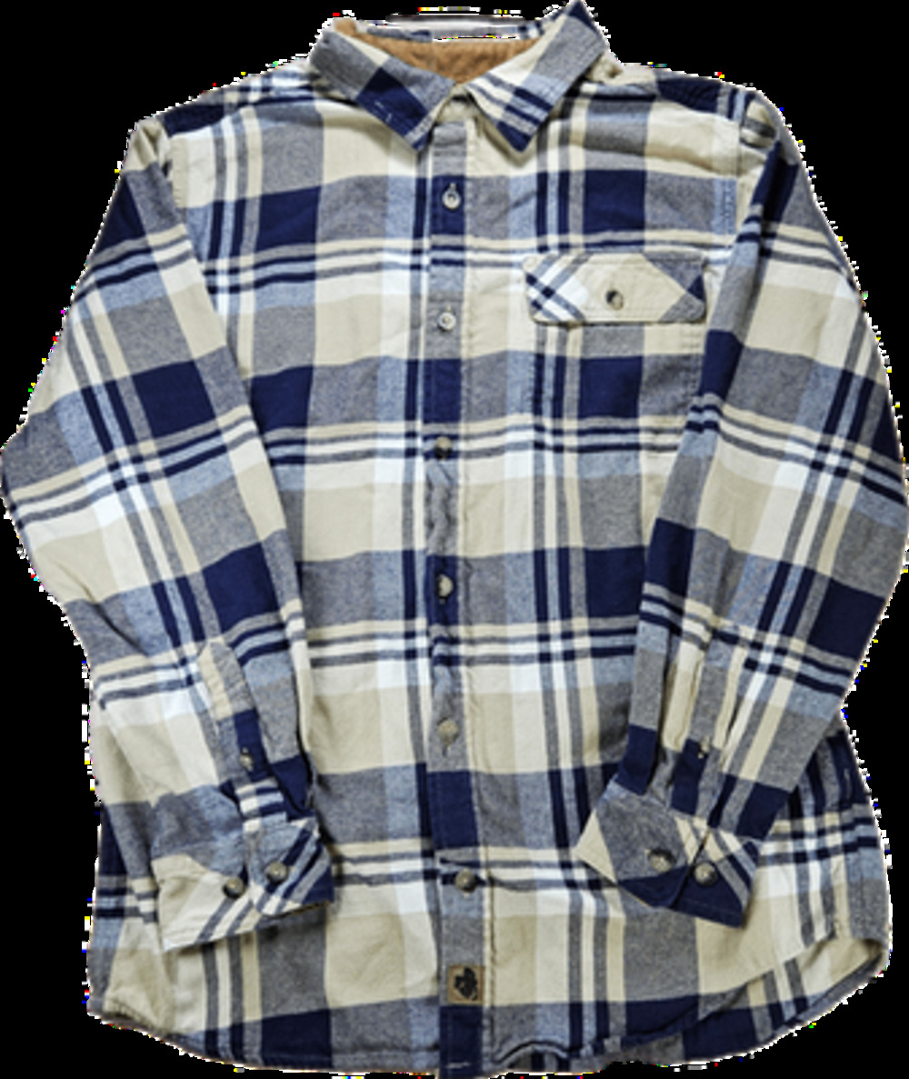 Legendary Whitetails Men's Blue Tan Plaid Flannel Shirt Medium Cotton